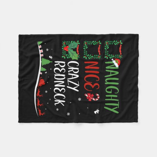 Couverture Polaire Nice Naughty Crazy Redneck Noël Matching Sant (Devant (Horizontal))