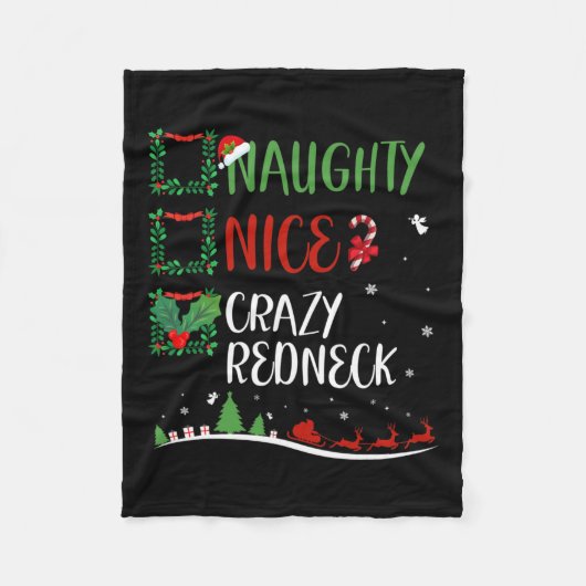 Couverture Polaire Nice Naughty Crazy Redneck Noël Matching Sant (Devant)