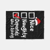 Couverture Polaire Nice Naughty Depends Whos Asking Funny Christmas L (Devant (Horizontal))