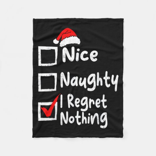 Couverture Polaire Nice Naughty I Regret Nothing Funny Christmas List (Devant)