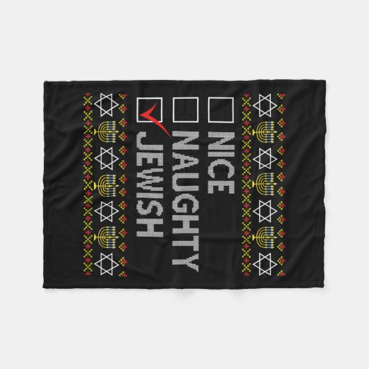 Couverture Polaire Nice Naughty Juif Laide Hanoukka Sweater Funny Ch (Devant (Horizontal))