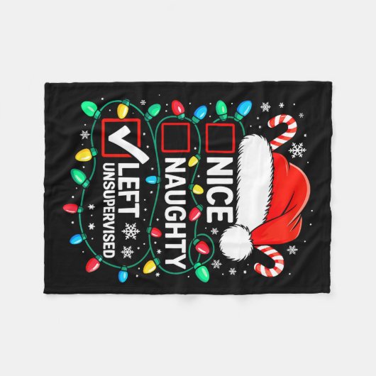 Couverture Polaire Nice Naughty Left Unsupervised Shirt Funny Christm (Devant (Horizontal))