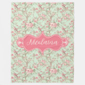 Couverture Polaire Nicolaina Pink et Mint Rose Vintage (Devant)