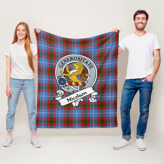 Couverture Polaire Nicolson Clan Badge Tartan Plaid (En situation)