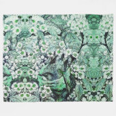 COUVERTURE POLAIRE NID D'OISEAU, ARBRE, FLEURS DE PRINTEMPS BLANC VER (Devant (Horizontal))