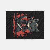 Couverture Polaire Ninja Chat Samurai Chat (Devant (Horizontal))