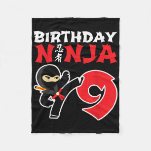 Couverture Polaire Ninja d'anniversaire - Fête de Ninja de 9 ans - An