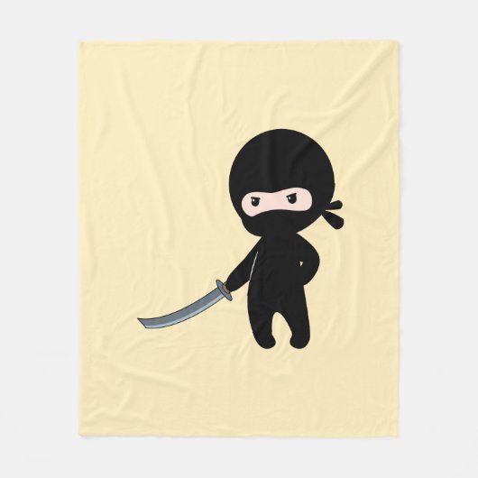 Couverture Polaire Ninja minuscule en colère sur jaune (Devant)