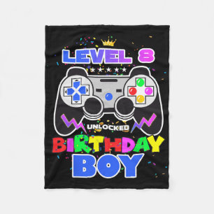 Couverture Polaire Niveau 8 Débloqué Anniversaire Garçon Vidéo Jeu 8è
