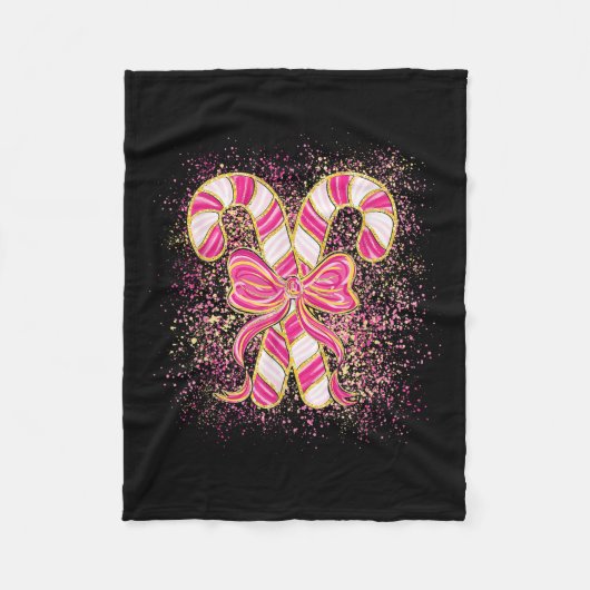 Couverture Polaire Nk Christmas Candy Cane Preppy Coquette Xmas Bow G (Devant)