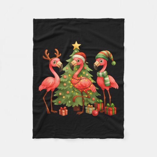 Couverture Polaire Nk Christmas Flamingos _ Cute Holiday Tree & D (Devant)