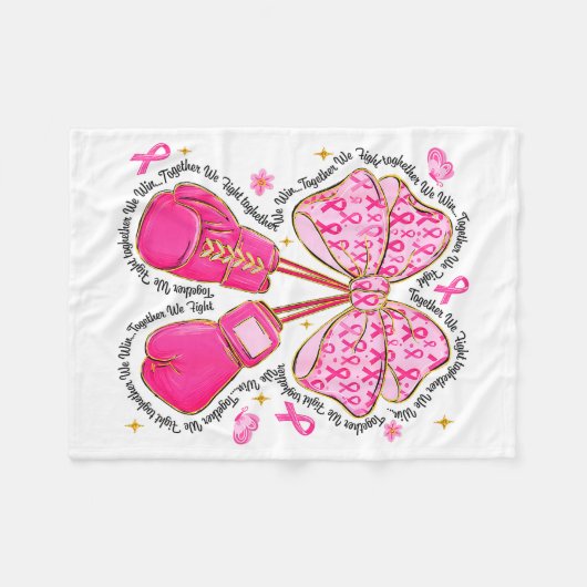 Couverture Polaire Nk Ribbon Bow Boxing Gloves Breast Cancer Awarenes (Devant (Horizontal))