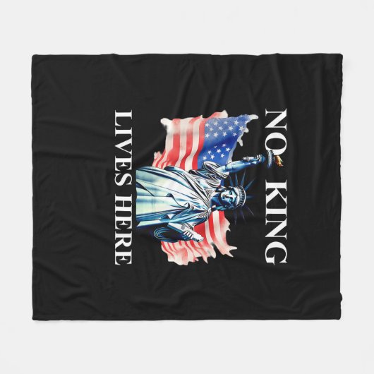 Couverture Polaire No King Lives in America Freedom Flag Patriotic (Devant (Horizontal))