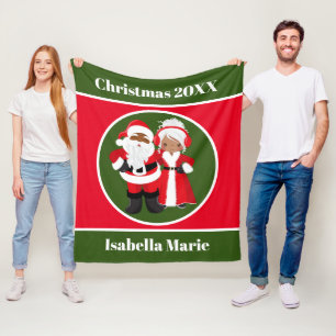 Couverture Polaire Noël Africain Américain Père Noël Mme Claus