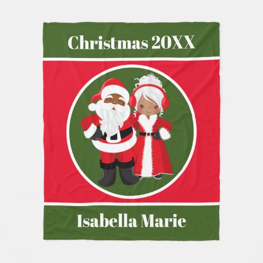 Couverture Polaire Noël Africain Américain Père Noël Mme Claus (Devant)