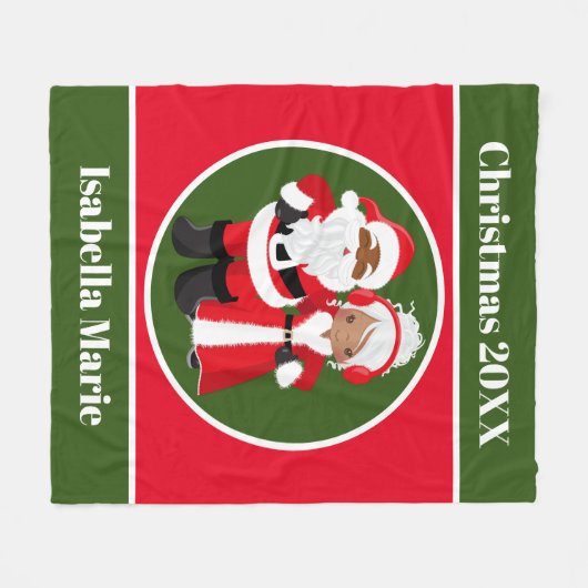 Couverture Polaire Noël Africain Américain Père Noël Mme Claus (Devant (Horizontal))