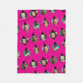 Couverture Polaire Noël Amusant Famille Visages Ornements Rose (Devant)