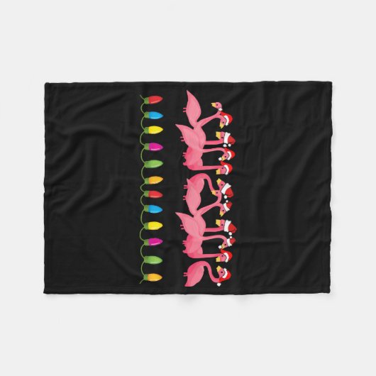 Couverture Polaire NOËL AU FLAMANT ROSE design PLAGE PÈRE NOËL (Devant (Horizontal))