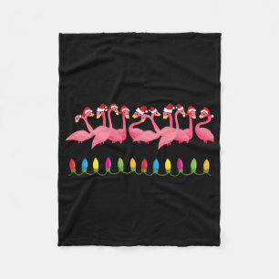 Couverture Polaire NOËL AU FLAMANT ROSE design PLAGE PÈRE NOËL
