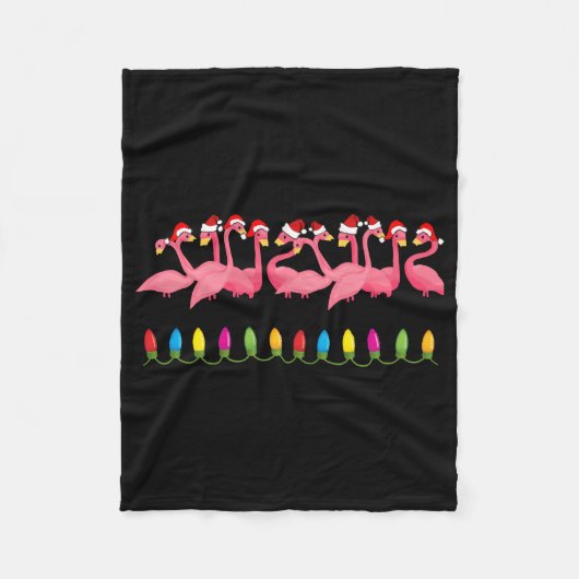 Couverture Polaire NOËL AU FLAMANT ROSE design PLAGE PÈRE NOËL (Devant)