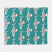 Couverture Polaire Noël aux requins (Devant (Horizontal))