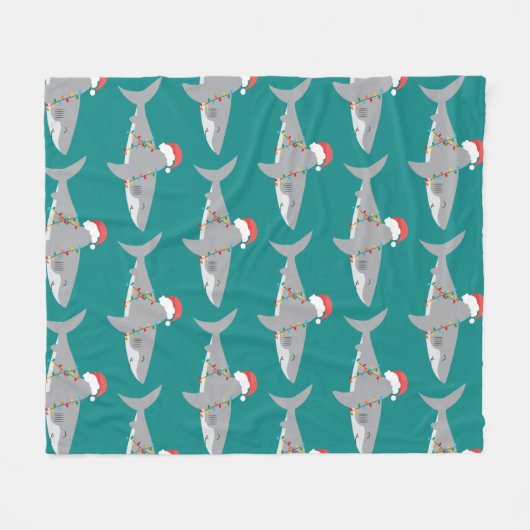 Couverture Polaire Noël aux requins (Devant (Horizontal))
