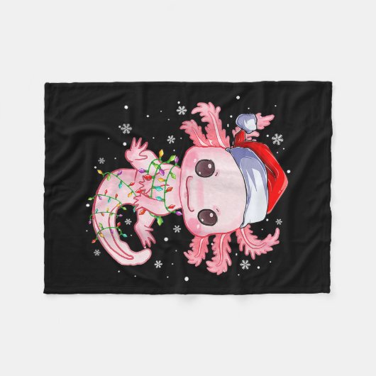 Couverture Polaire Noël Axolotl Santa Chapeau éclaire Japonais mignon (Devant (Horizontal))