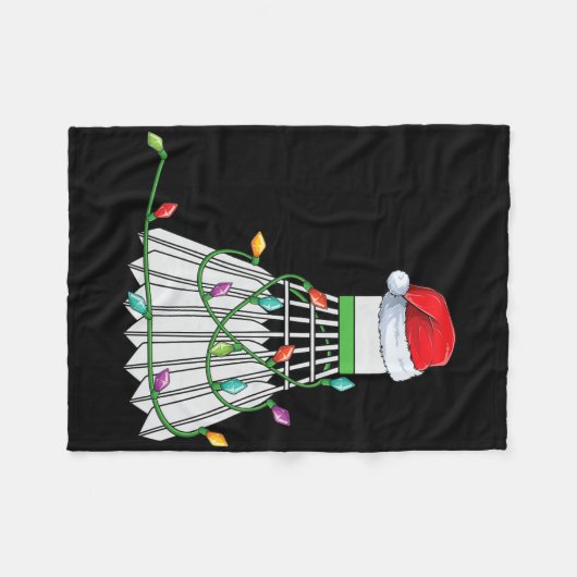 Couverture Polaire Noël Badminton Cadeau Père Noël Enveloppé Dans Hol (Devant (Horizontal))