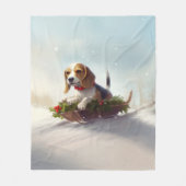 Couverture Polaire Noël Beagle neige hiver (Devant)