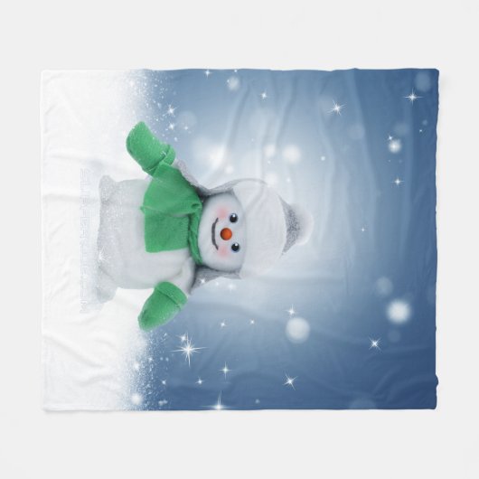 Couverture Polaire Noël bonhomme de neige SlipperyJoe foulard vert m (Devant (Horizontal))