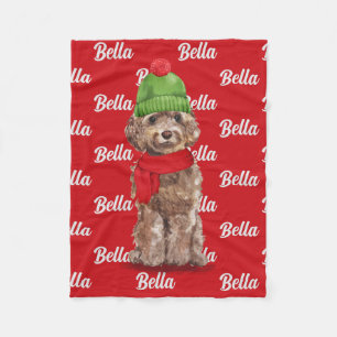 Couverture Polaire Noël Brown Cockapoo Nom du chien Père Noël