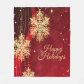 Couverture Polaire Noël cadeau Red Golden Snowflakes Holiday (Devant)