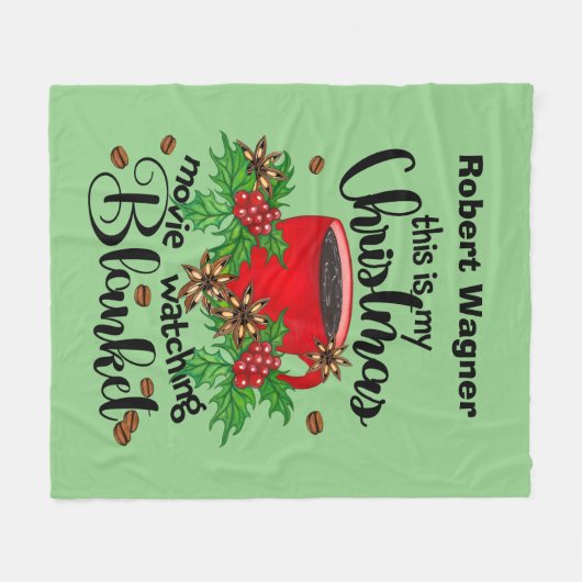 Couverture Polaire Noël café regarder ajouter nom (Devant (Horizontal))