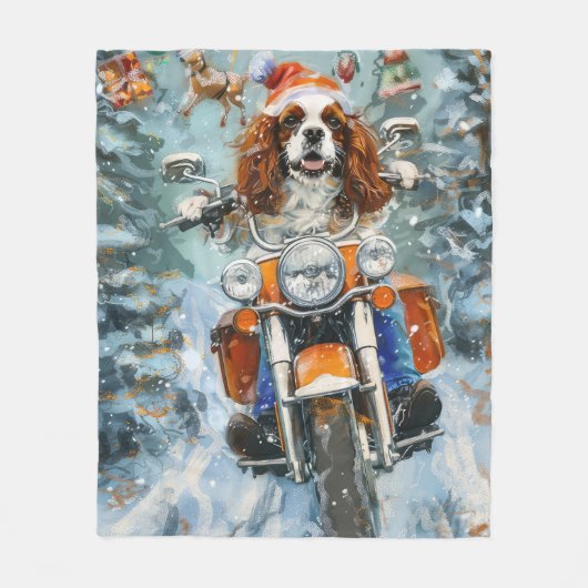 Couverture Polaire Noël Cavalier King Charles Spaniel (Devant)