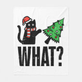 Couverture Polaire Noël Chat Tipping Xmas Tree Drôle (Devant)