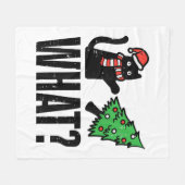 Couverture Polaire Noël Chat Tipping Xmas Tree Drôle (Devant (Horizontal))