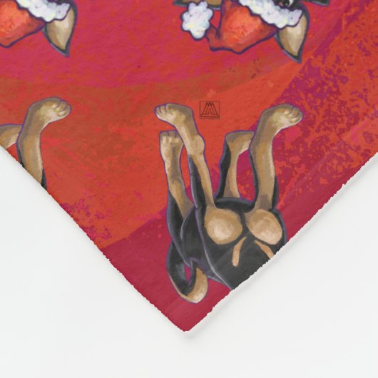 Couverture Polaire Noël Chihuahua en rouge (Coin)