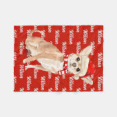Couverture Polaire Noël Chihuahua Père Noël Nom du chien (Devant (Horizontal))