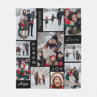 Couverture Polaire Noël Collage Photo Noir