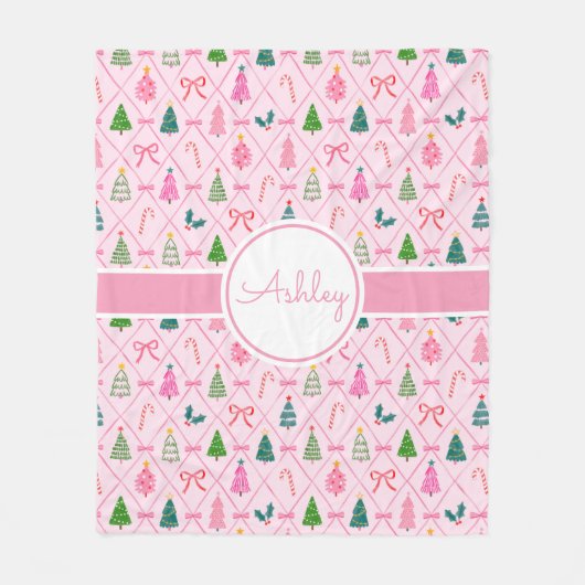 Couverture Polaire Noël Coquette Rose (Devant)