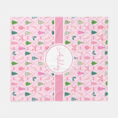 Couverture Polaire Noël Coquette Rose (Devant (Horizontal))