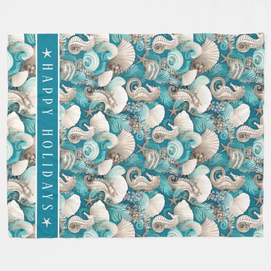 Couverture Polaire Noël côtier Bold Motif hippocampe #4 ID1009 (Devant (Horizontal))