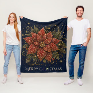 Couverture Polaire Noël dans les Étoiles | Poinsettia