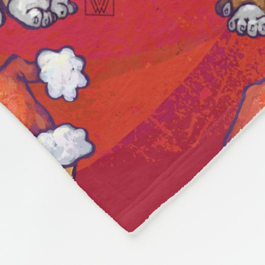 Couverture Polaire Noël de chat de gingembre sur le rouge (Coin)