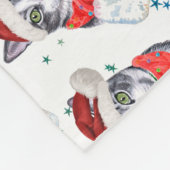 Couverture Polaire Noël de chat tabby gris et blanc drôle (Coin)