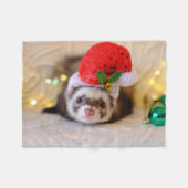 Couverture Polaire Noël de la coutume furet à Santa Hat (Devant (Horizontal))