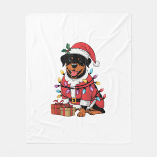 Couverture Polaire Noël de l'éclairage de Noël Père Noël Rottweiler C