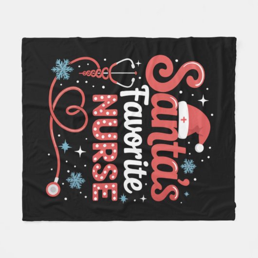 Couverture Polaire Noël de l'infirmière préférée de Santa (Devant (Horizontal))