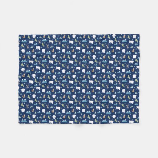 Couverture Polaire Noël de l'ours polaire hivernal (Devant (Horizontal))