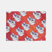 Couverture Polaire Noël de l'ours polaire sur le rouge (Devant (Horizontal))